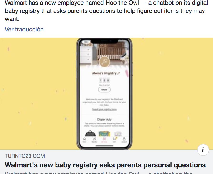 Walmart impulsa “Hoo the Owl” un chatbot para responder a papás y mamás sobre sus bebés