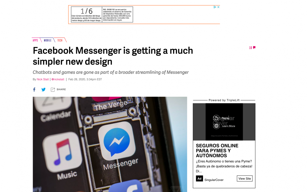 Facebook Messenger y su nuevo diseño más simple
